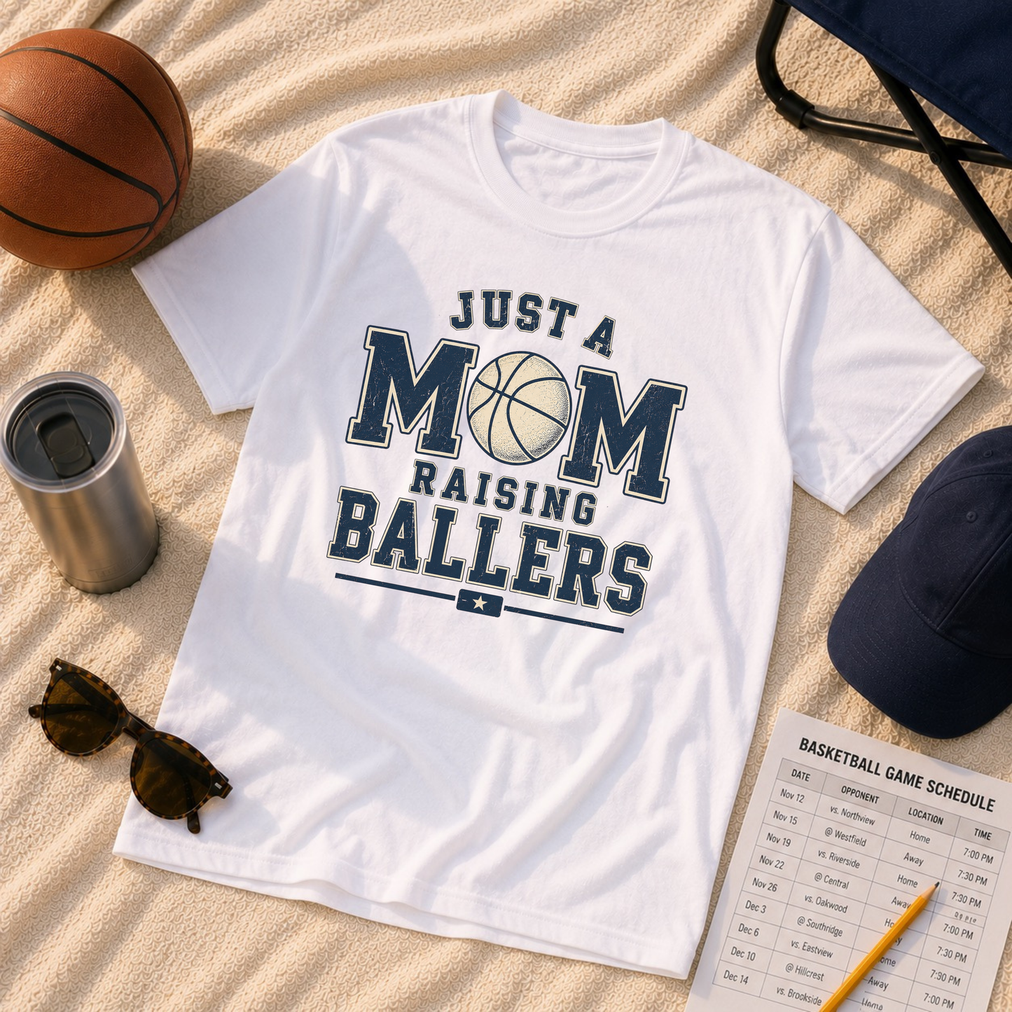 Just a Mom Raising Ballers Basketball T-Shirt