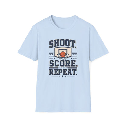 Shoot. Score. Repeat.  Basketball T-Shirt