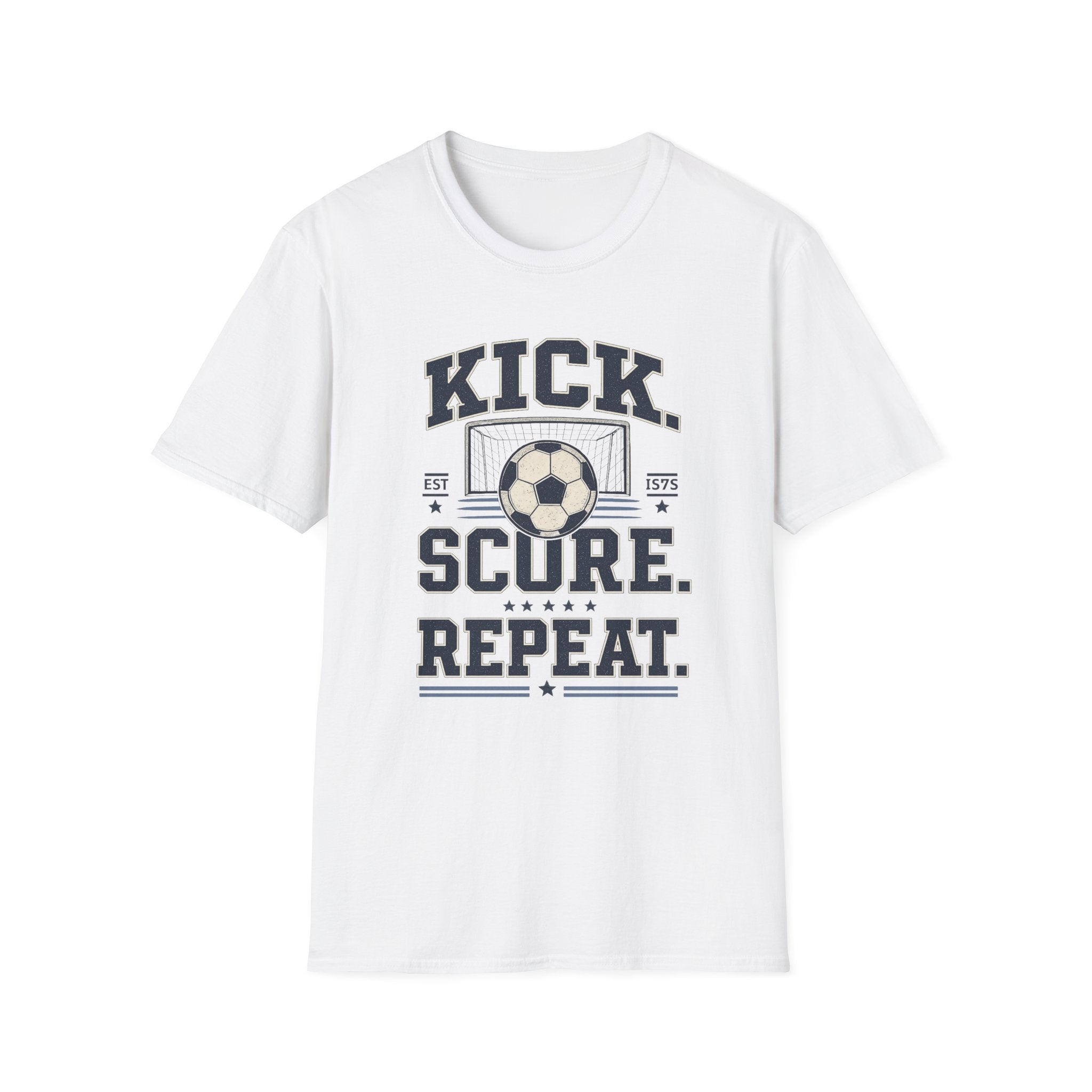 "Kick. Score. Repeat." - Vintage Soccer Tee