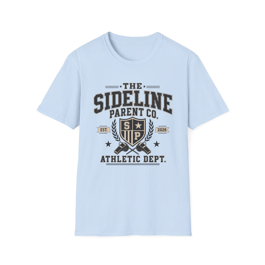Sideline Parent Co. T-Shirt — Athletic Dept. Mom & Dad Game Day Tee (Est. 2026)