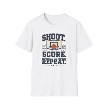 Shoot. Score. Repeat.  Basketball T-Shirt