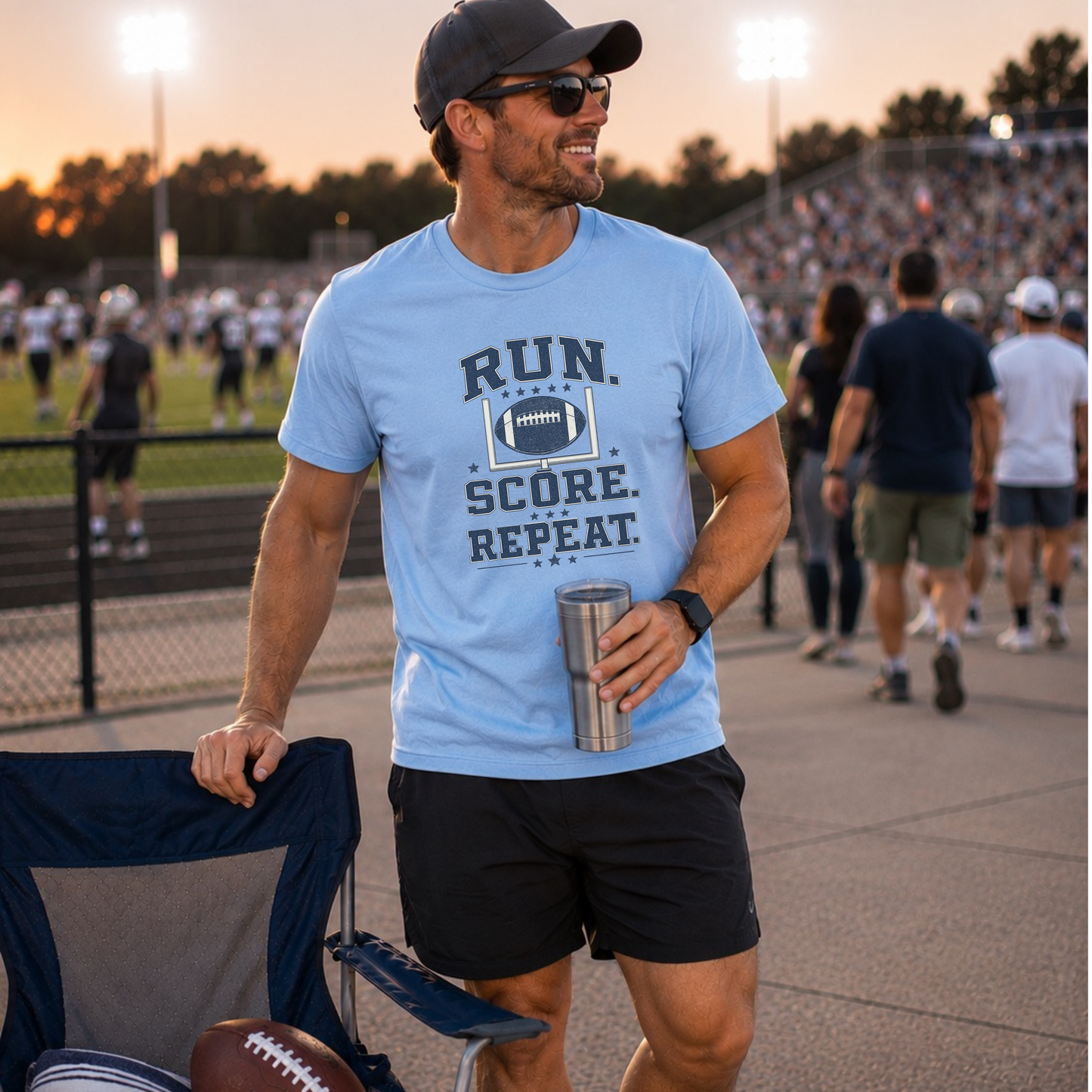 Run. Score. Repeat. Football T-Shirt