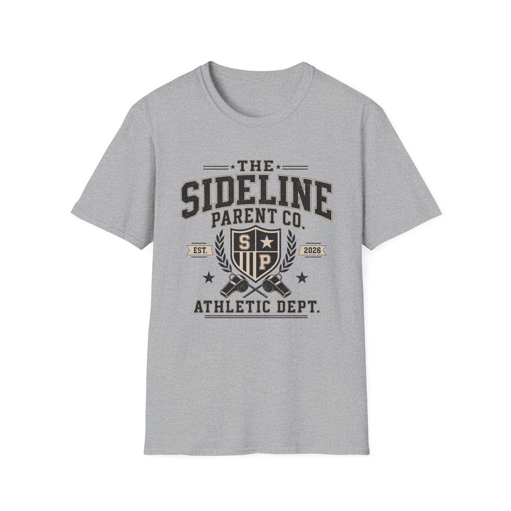 Sideline Parent Co. T-Shirt — Athletic Dept. Mom & Dad Game Day Tee (Est. 2026)