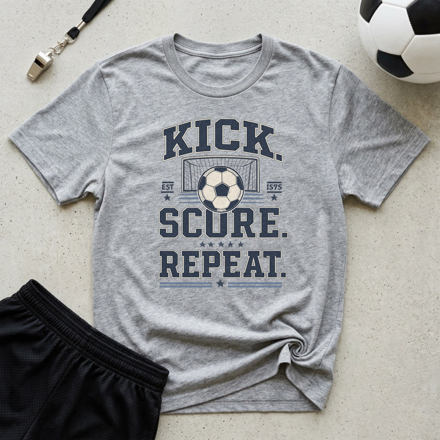 Kick. Score. Repeat. Soccer T-Shirt