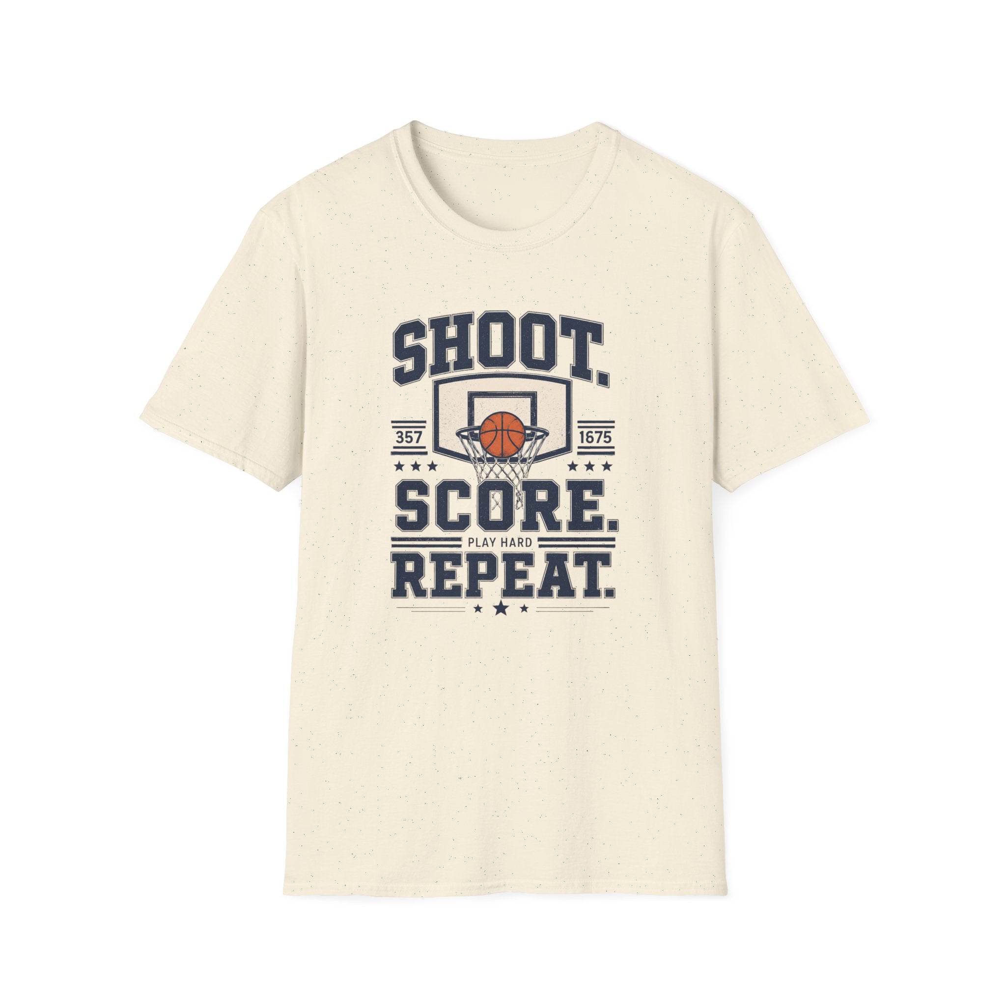 "Shoot. Score. Repeat." - Vintage Basketball Tee