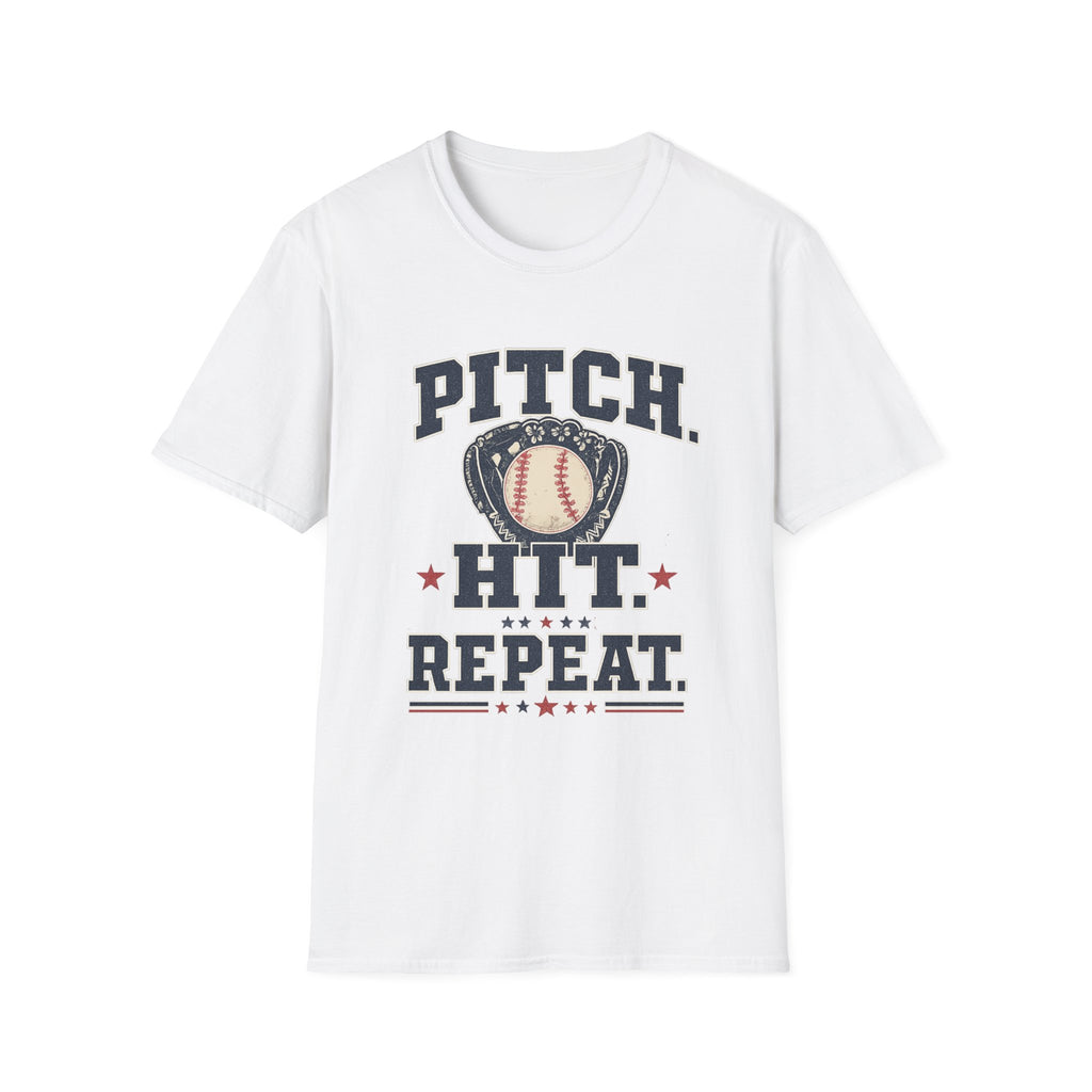 'Pitch. Hit. Repeat.' - Vintage Softball Tee