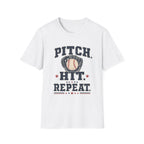 'Pitch. Hit. Repeat.' - Vintage Softball Tee