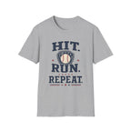 Hit. Run. Repeat. - Vintage Baseball Tee