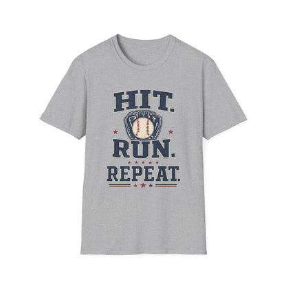 Hit. Run. Repeat. Baseball T-Shirt