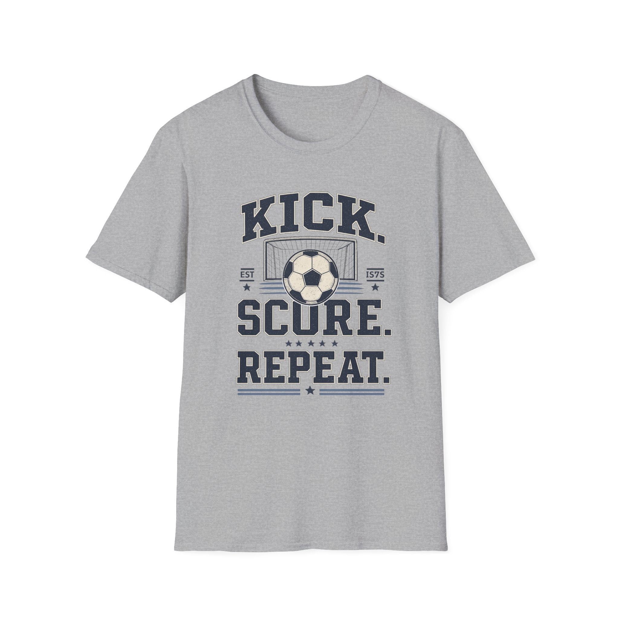 "Kick. Score. Repeat." - Vintage Soccer Tee