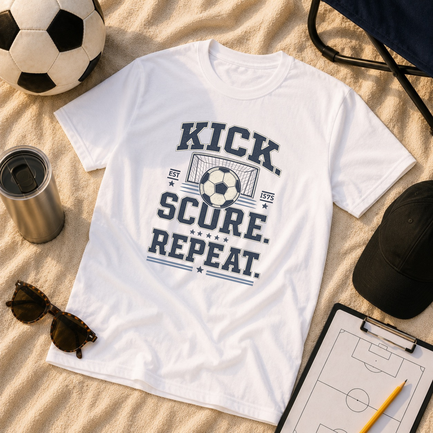 Kick. Score. Repeat. Soccer T-Shirt