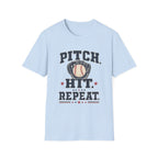 'Pitch. Hit. Repeat.' - Vintage Softball Tee