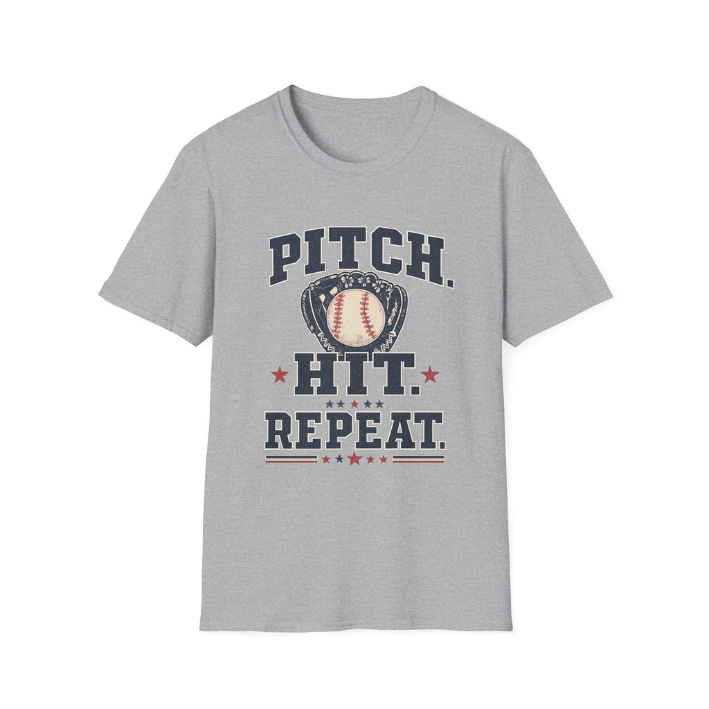 'Pitch. Hit. Repeat.' - Vintage Softball Tee