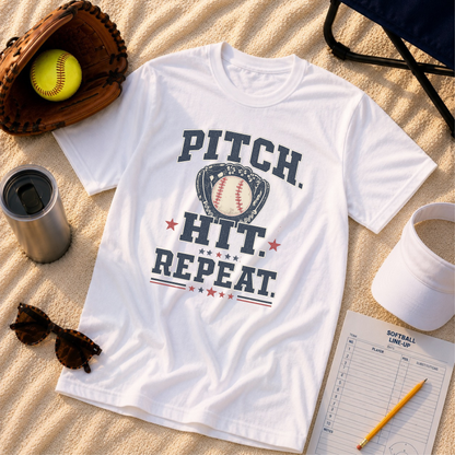 Pitch. Hit. Repeat. Softball T-Shirt