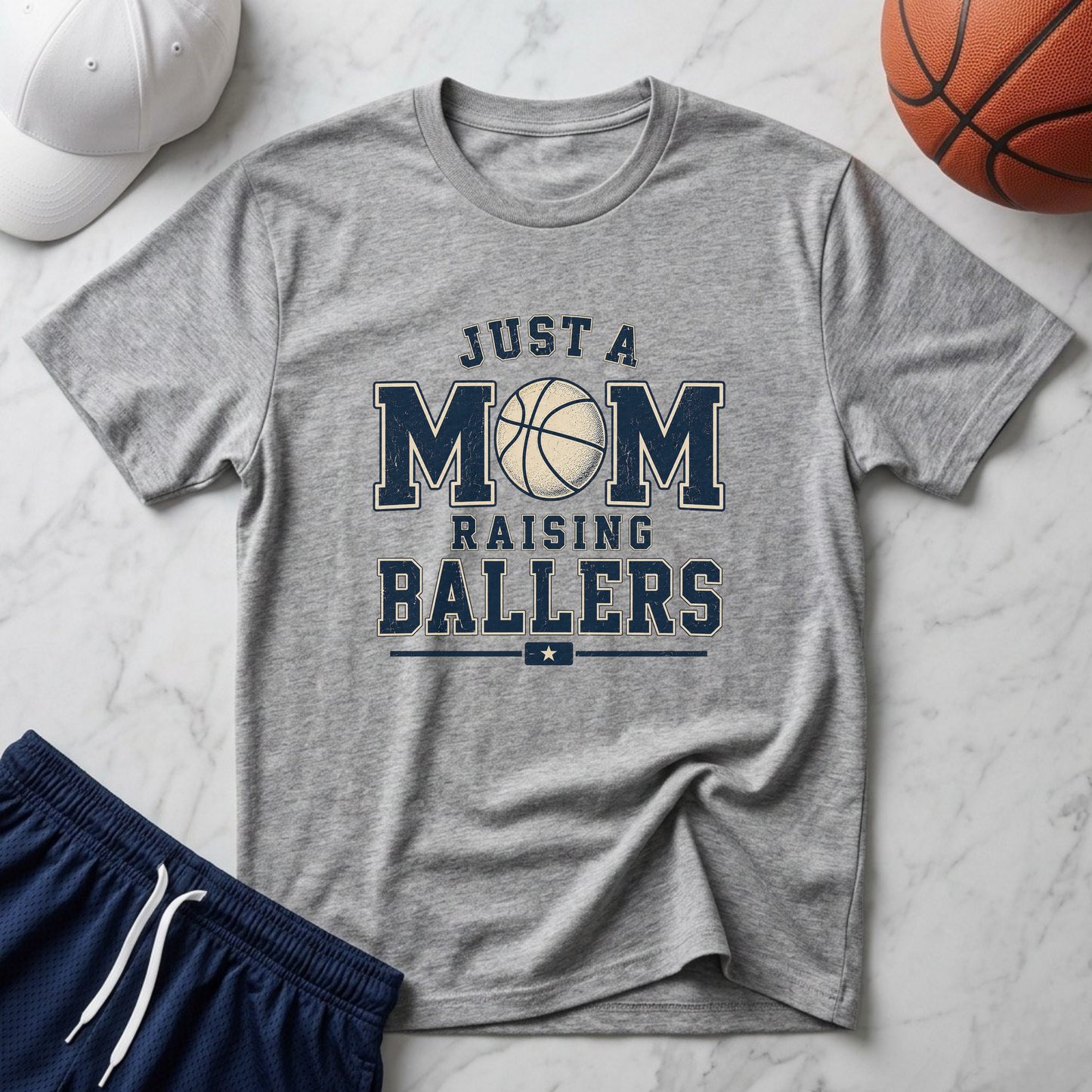 Just a Mom Raising Ballers Basketball T-Shirt