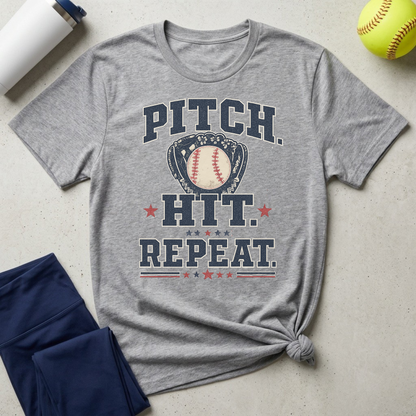 Pitch. Hit. Repeat. Softball T-Shirt