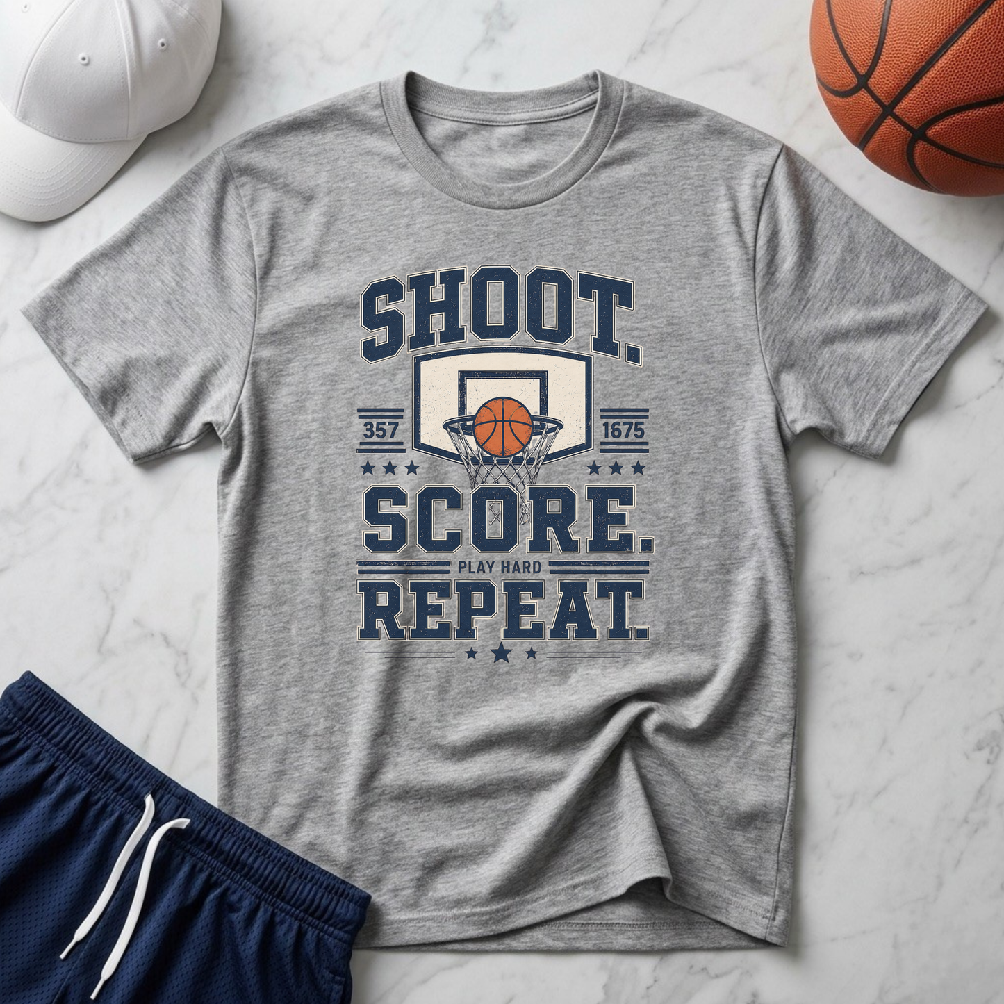 Shoot. Score. Repeat.  Basketball T-Shirt