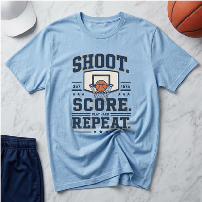 Shoot. Score. Repeat.  Basketball T-Shirt