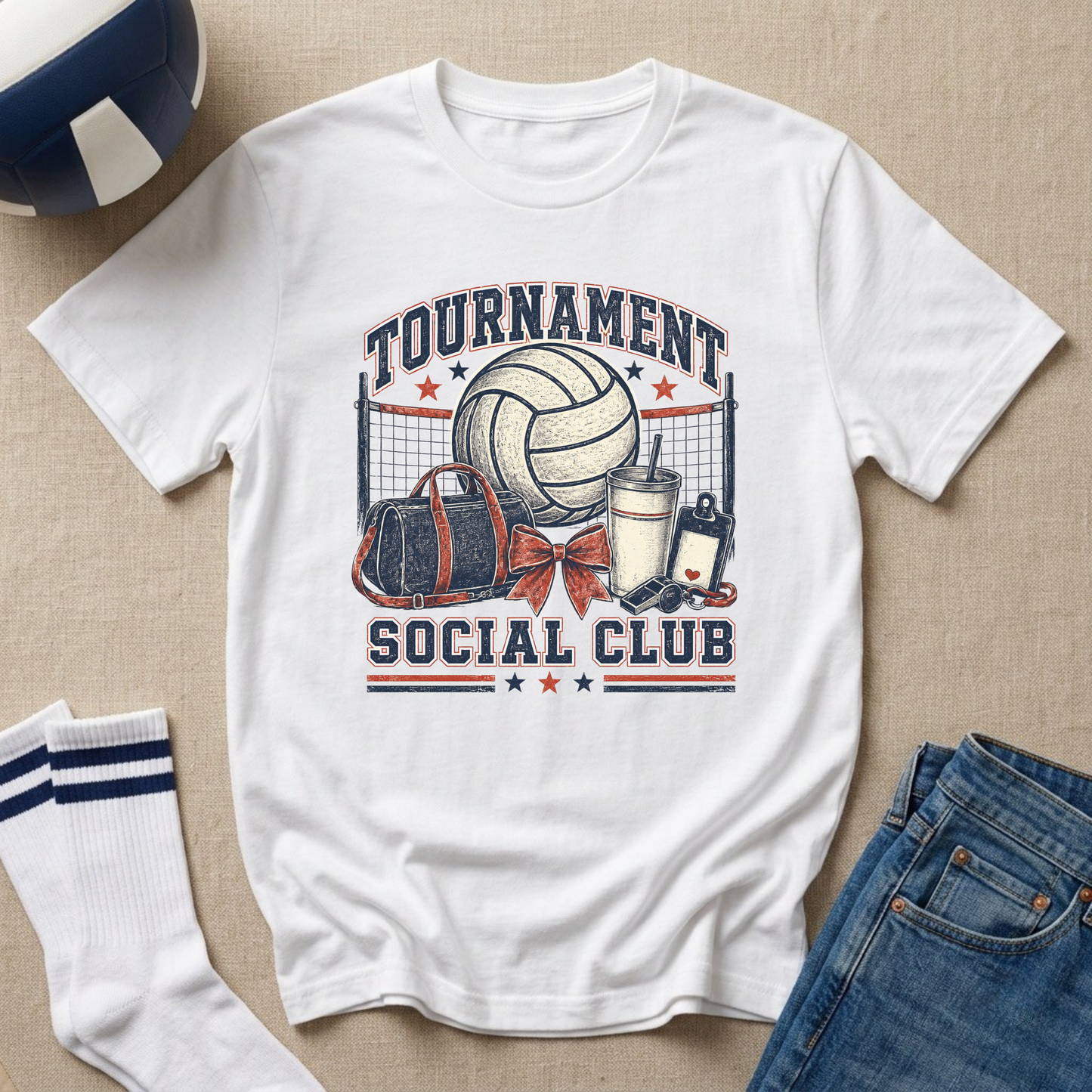 Tournament Social Club Volleyball T-Shirt