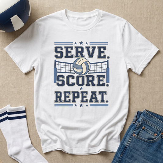 Serve. Score! Repeat. Volleyball T-Shirt