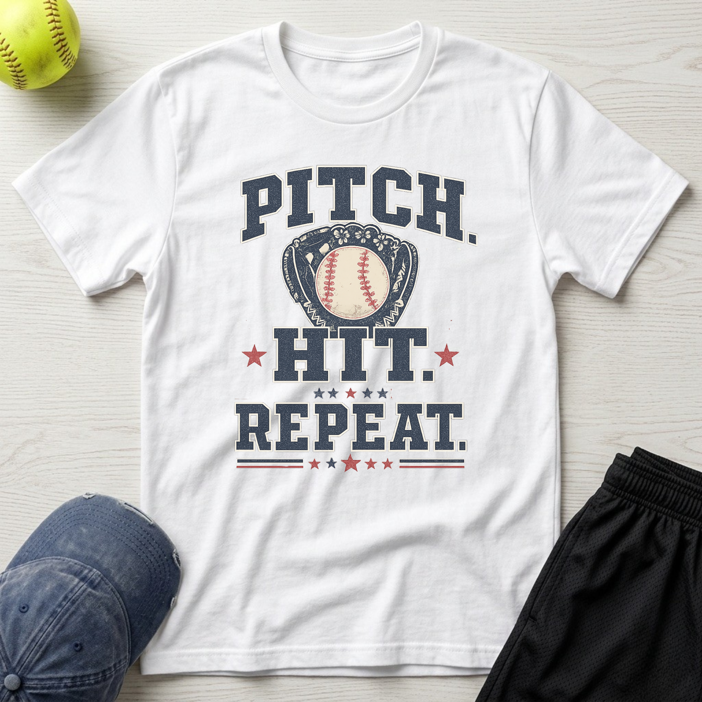 Pitch. Hit. Repeat. Softball T-Shirt