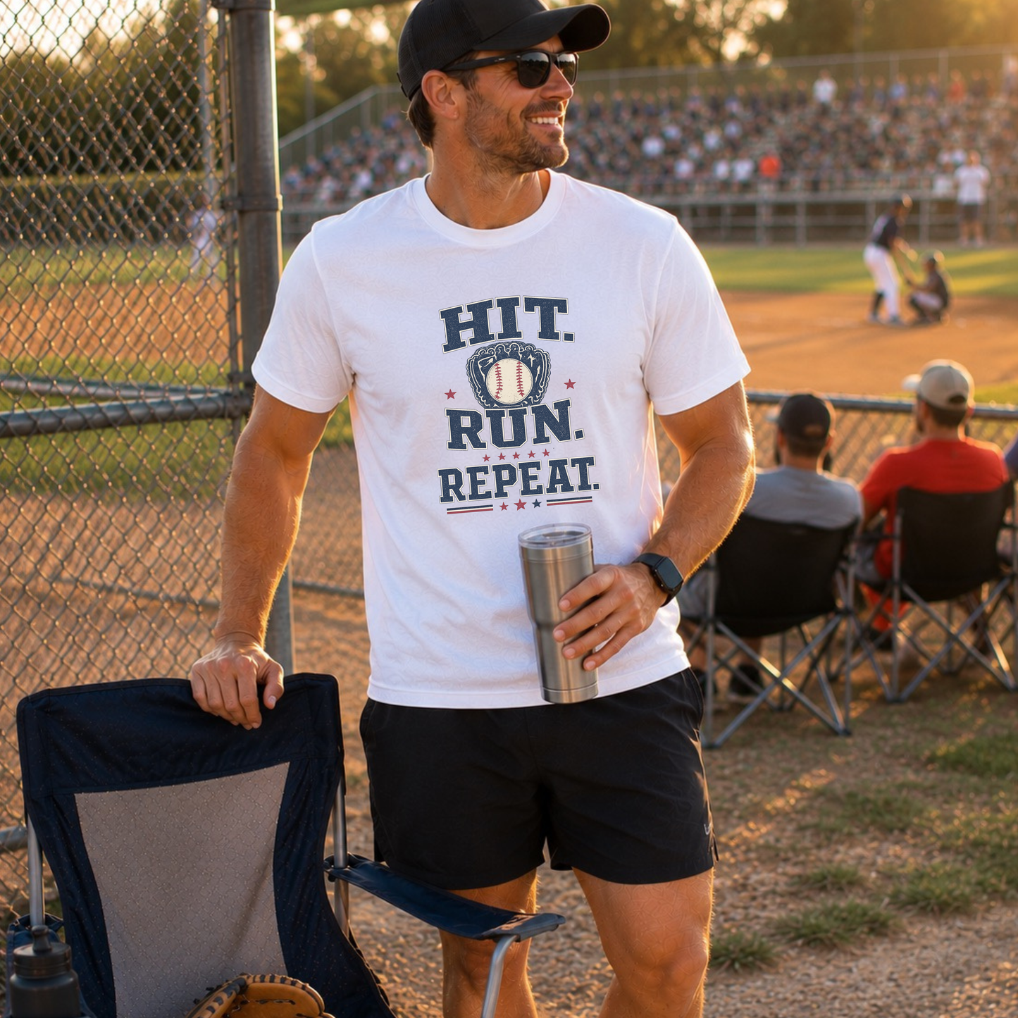 Hit. Run. Repeat. Baseball T-Shirt