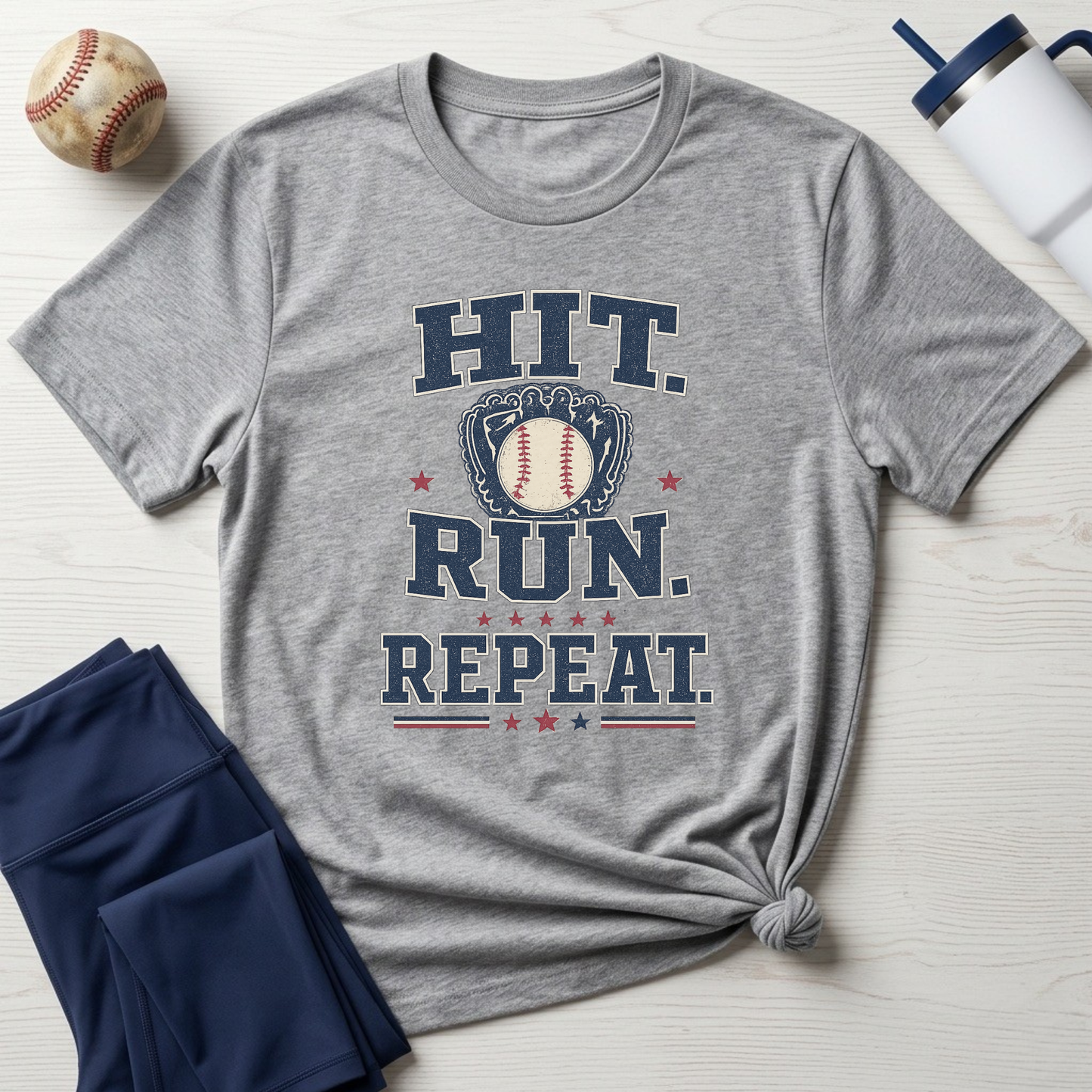 Hit. Run. Repeat. Baseball T-Shirt
