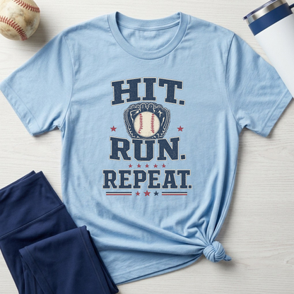 Hit. Run. Repeat. Baseball T-Shirt