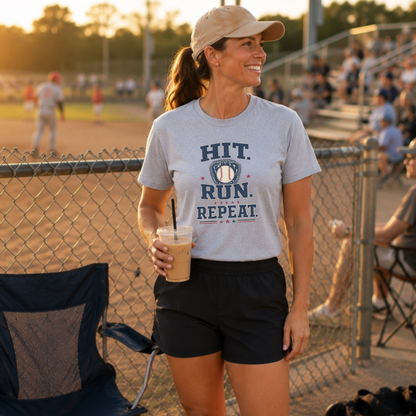 Hit. Run. Repeat. Baseball T-Shirt