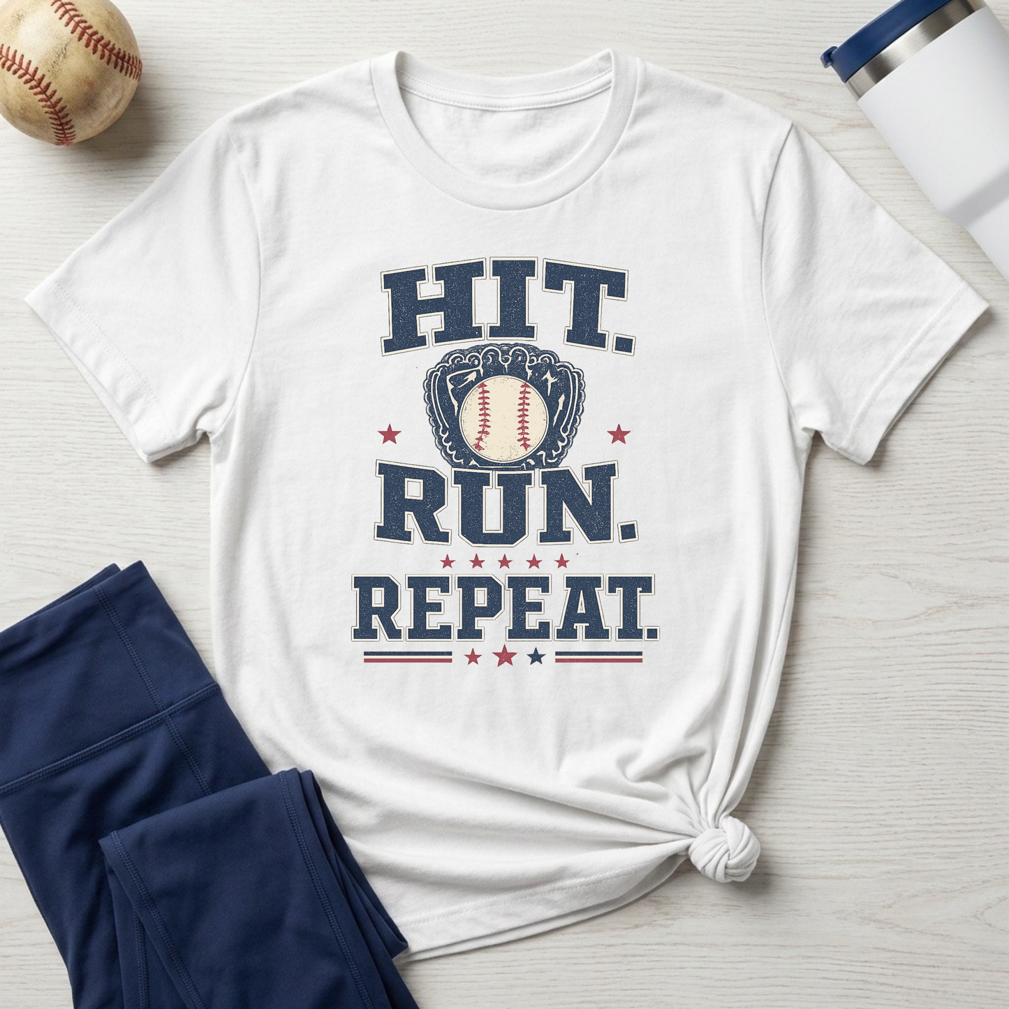 Hit. Run. Repeat. Baseball T-Shirt